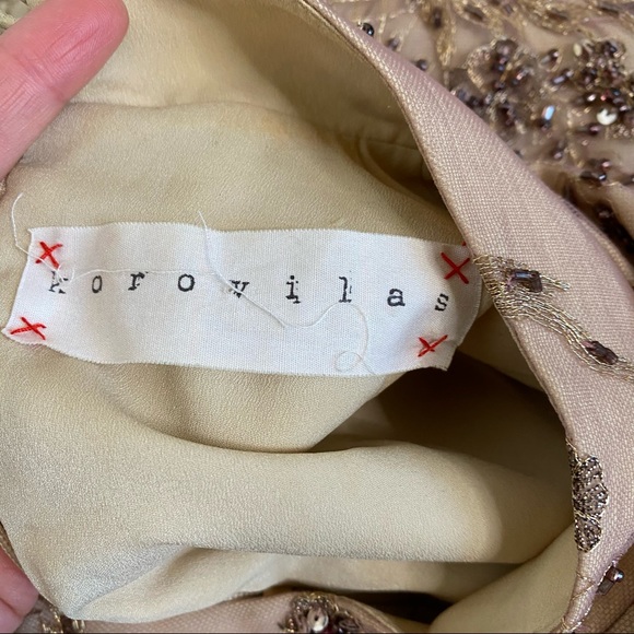 KOROVILAS ISLA EMBELLISHED TAN MOCK NECK MAXY DRESS 4 - Picture 2 of 10